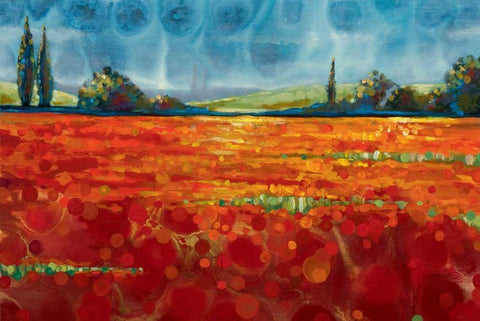 Spring Meadows I Black Ornate Wood Framed Art Print with Double Matting by Werbelow, Selina