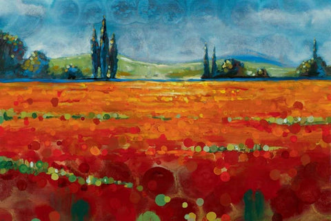 Spring Meadows II Black Ornate Wood Framed Art Print with Double Matting by Werbelow, Selina