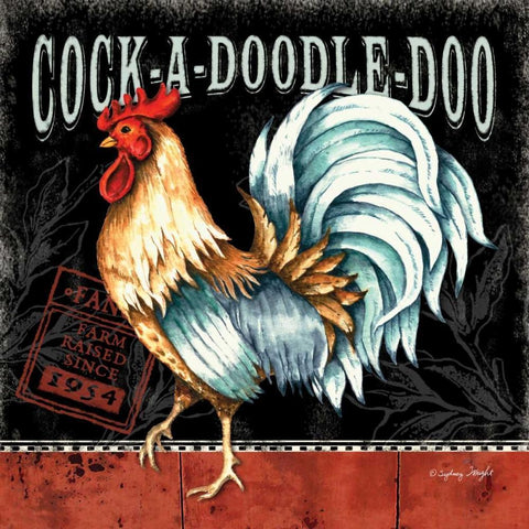 Cock-a-doodle-do White Modern Wood Framed Art Print by Wright, Sydney