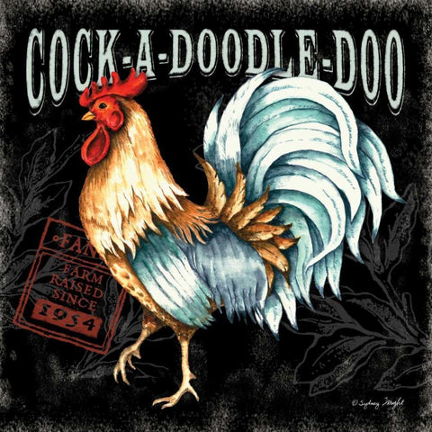 Cock-a-doodle-do II White Modern Wood Framed Art Print with Double Matting by Wright, Sydney