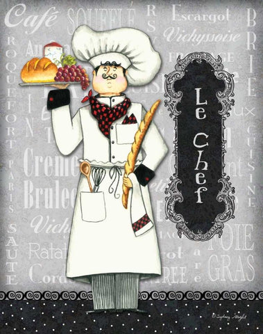 Le Chef Black Ornate Wood Framed Art Print with Double Matting by Wright, Sydney