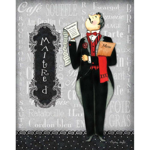 Maitre D White Modern Wood Framed Art Print by Wright, Sydney