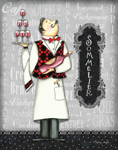 Sommelier White Modern Wood Framed Art Print with Double Matting by Wright, Sydney