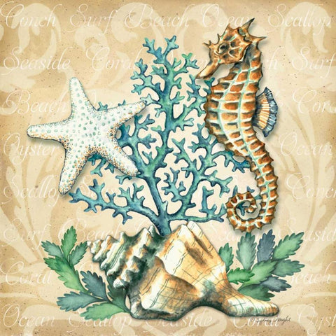 Sea Life II White Modern Wood Framed Art Print by Wright, Sydney