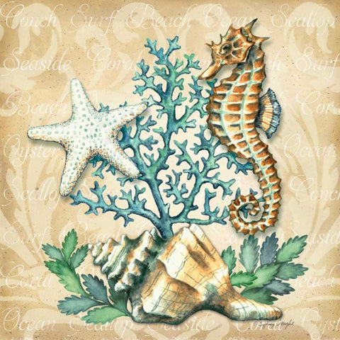 Sea Life II Black Ornate Wood Framed Art Print with Double Matting by Wright, Sydney