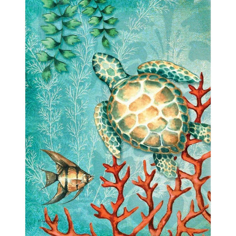 Turtle White Modern Wood Framed Art Print by Wright, Sydney