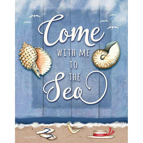 Come to the Sea Black Modern Wood Framed Art Print by Wright, Sydney