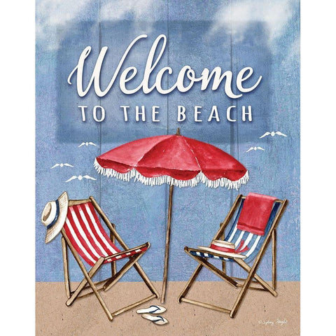 Welcome to the Beach White Modern Wood Framed Art Print by Wright, Sydney