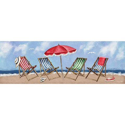 Beach Chairs Black Modern Wood Framed Art Print with Double Matting by Wright, Sydney