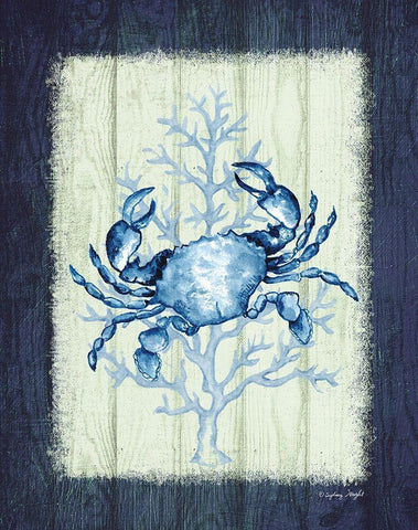 Crab White Modern Wood Framed Art Print with Double Matting by Wright, Sydney