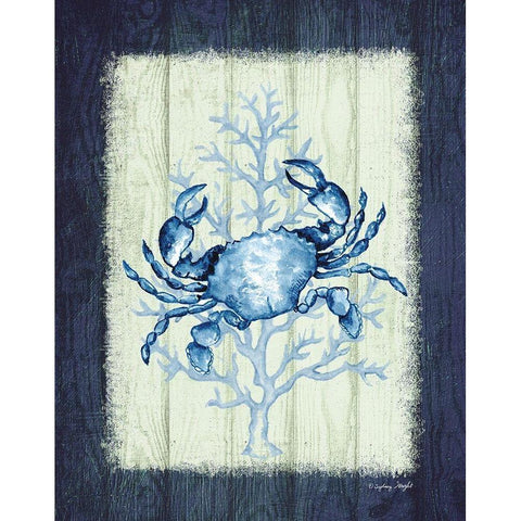 Crab White Modern Wood Framed Art Print by Wright, Sydney