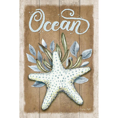 Ocean Starfish White Modern Wood Framed Art Print by Wright, Sydney