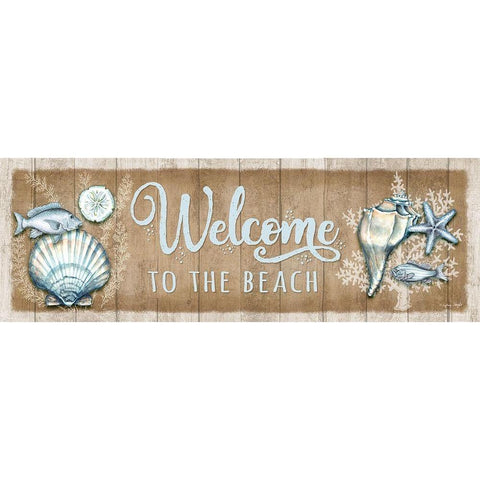 Welcome Seashells Gold Ornate Wood Framed Art Print with Double Matting by Wright, Sydney