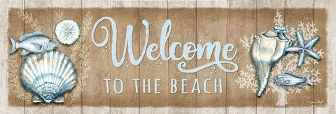 Welcome Seashells Black Ornate Wood Framed Art Print with Double Matting by Wright, Sydney