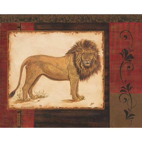 Savanna Lion Gold Ornate Wood Framed Art Print with Double Matting by Wacaster, Linda