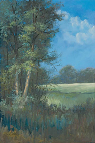 Azure Sky I White Modern Wood Framed Art Print with Double Matting by Wacaster, Linda