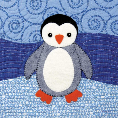 Penguin White Modern Wood Framed Art Print with Double Matting by White, Betz