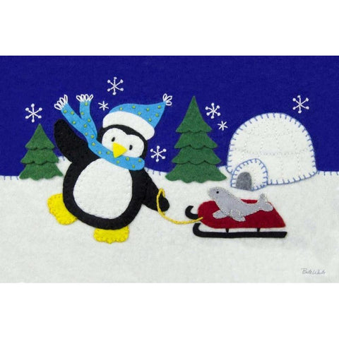 Holiday Penguin White Modern Wood Framed Art Print by White, Betz
