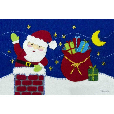 Holiday Santa Gold Ornate Wood Framed Art Print with Double Matting by White, Betz