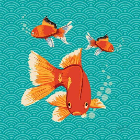 Goldfish II White Modern Wood Framed Art Print by Young, Patty