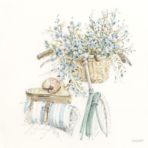 Blue Escape XVII White Modern Wood Framed Art Print with Double Matting by Audit, Lisa