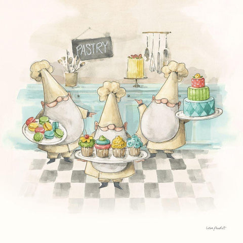 Everyday Gnomes VI-Pastry White Modern Wood Framed Art Print by Audit, Lisa