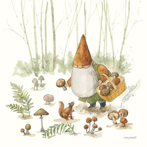 Everyday Gnomes IX-Mushroom White Modern Wood Framed Art Print by Audit, Lisa