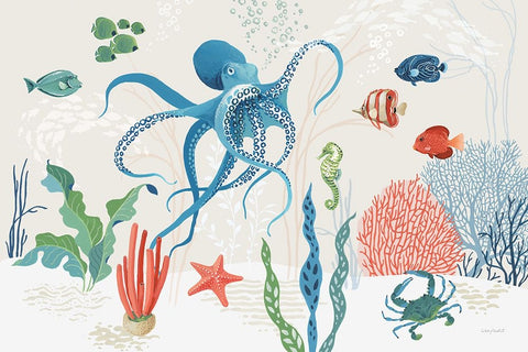 Free As the Ocean I on Sand White Modern Wood Framed Art Print with Double Matting by Audit, Lisa