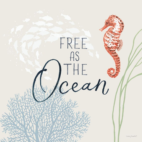 Free As the Ocean IX on Sand White Modern Wood Framed Art Print with Double Matting by Audit, Lisa