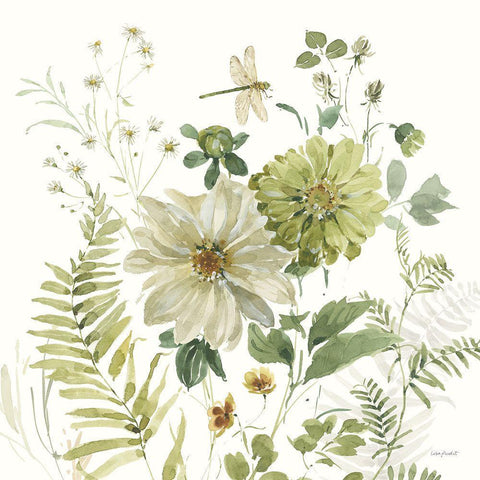 Green Fields III White Modern Wood Framed Art Print by Audit, Lisa