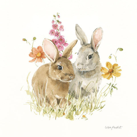 Hop on Spring II White Modern Wood Framed Art Print with Double Matting by Audit, Lisa