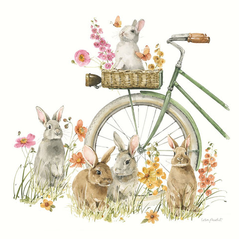 Hop on Spring XVII White Modern Wood Framed Art Print with Double Matting by Audit, Lisa