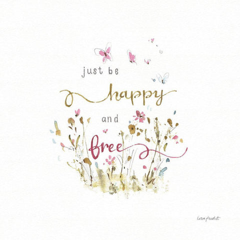 Butterflies And Wildflowers Gold Ornate Wood Framed Art Print with Double Matting by Audit, Lisa