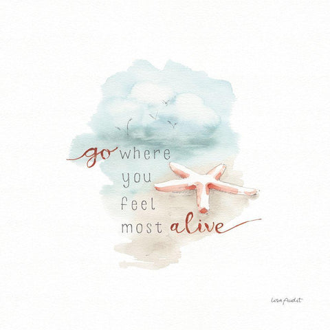 Starfish on the Sand Gold Ornate Wood Framed Art Print with Double Matting by Audit, Lisa