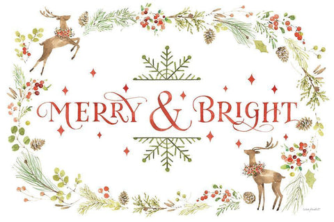 Merry And Bright 01 Black Ornate Wood Framed Art Print with Double Matting by Audit, Lisa