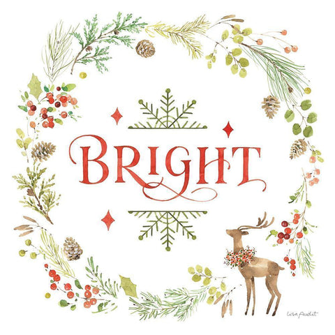 Merry And Bright 05 White Modern Wood Framed Art Print by Audit, Lisa