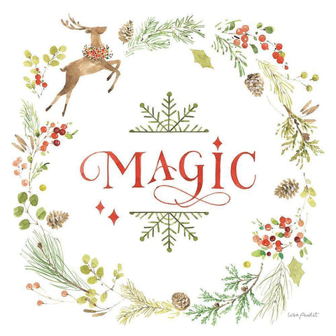 Merry And Bright 06 Gold Ornate Wood Framed Art Print with Double Matting by Audit, Lisa