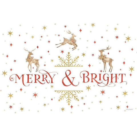 Merry And Bright 08 Gold Ornate Wood Framed Art Print with Double Matting by Audit, Lisa