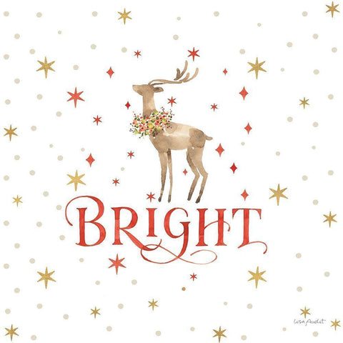 Merry And Bright 10 Gold Ornate Wood Framed Art Print with Double Matting by Audit, Lisa