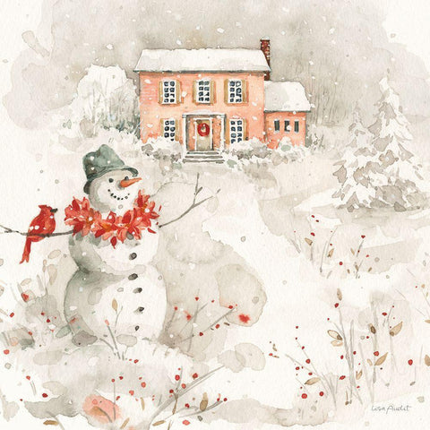 Poinsettia Village IV Black Ornate Wood Framed Art Print with Double Matting by Audit, Lisa