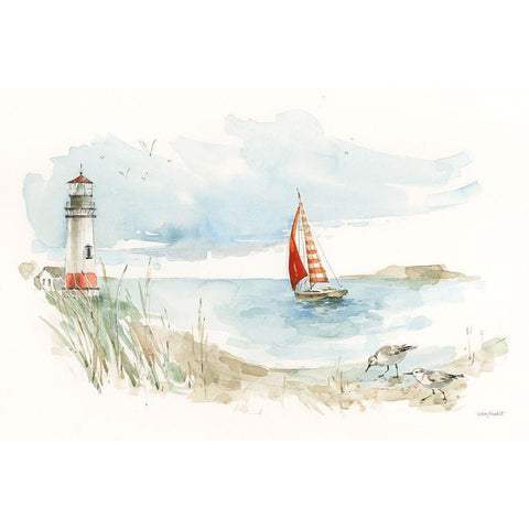 Seaside Journey I White Modern Wood Framed Art Print by Audit, Lisa