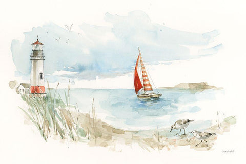 Seaside Journey I White Modern Wood Framed Art Print with Double Matting by Audit, Lisa