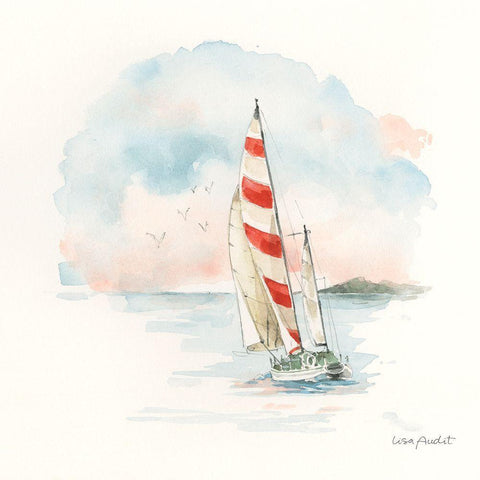 Seaside Journey II White Modern Wood Framed Art Print with Double Matting by Audit, Lisa