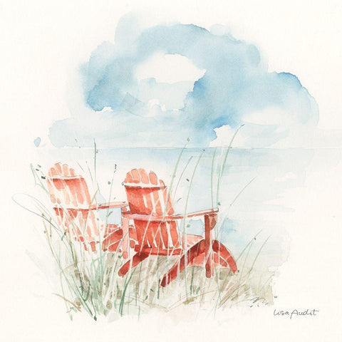 Seaside Journey V Gold Ornate Wood Framed Art Print with Double Matting by Audit, Lisa