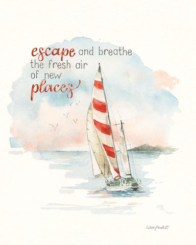 Seaside Journey VI White Modern Wood Framed Art Print with Double Matting by Audit, Lisa