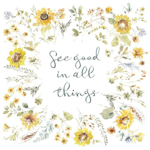 Sunflowers Forever 10 White Modern Wood Framed Art Print with Double Matting by Audit, Lisa