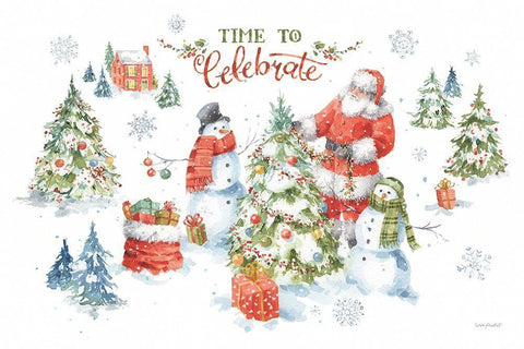 Welcoming Santa 01 White Modern Wood Framed Art Print with Double Matting by Audit, Lisa