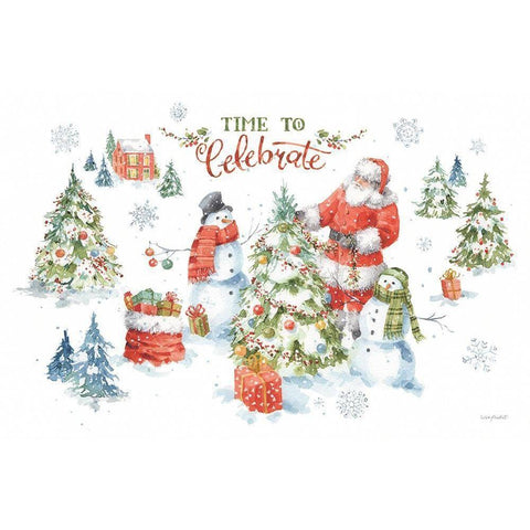 Welcoming Santa 01 Gold Ornate Wood Framed Art Print with Double Matting by Audit, Lisa