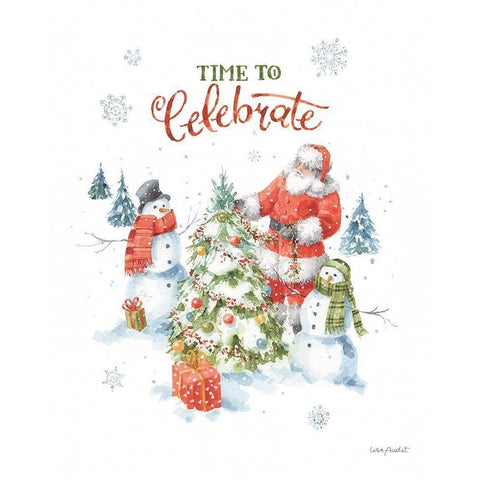 Welcoming Santa 04 Black Modern Wood Framed Art Print with Double Matting by Audit, Lisa