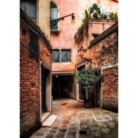 Italian Alleyway Black Modern Wood Framed Art Print with Double Matting by Head, Danny